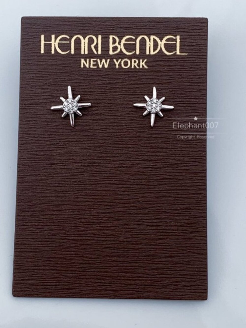 Henri Bendel Starburst Stud Earrings Silver Tone Crystal Star Studs